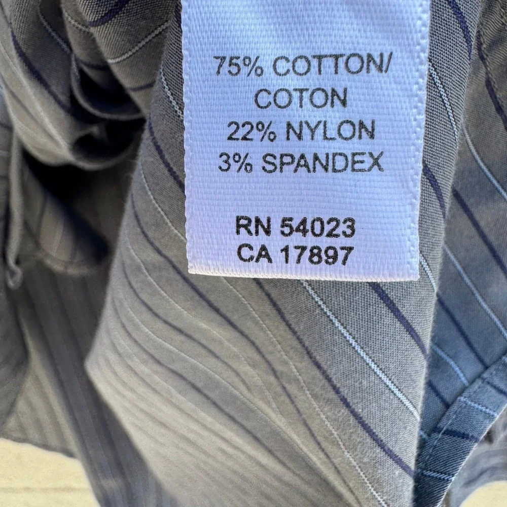 Banana Republic Mens M 15-15.5 Grey Pinstripe French Cuff Dress Shirt Office